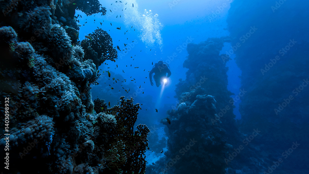 scuba diver and underwater world