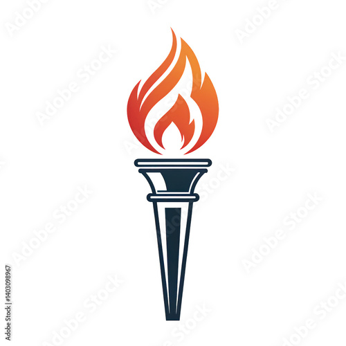 Stylized torch with flames for symbolizing knowledge, freedom, and illumination photo