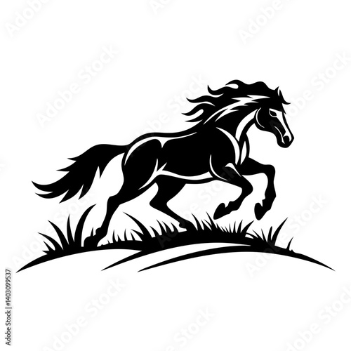 Elegant Rearing Horse Silhouette in Motion for Wildlife Illustrations and Tattoo Designs