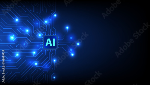 Tableau sur toile AI computer chipset technology concept on circuit board network