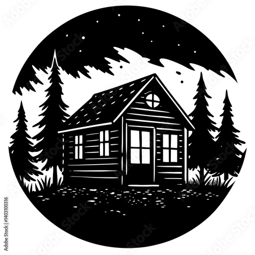 Abandoned Cabin Vector – Printable Rustic Graphic Design for Digital Downloads