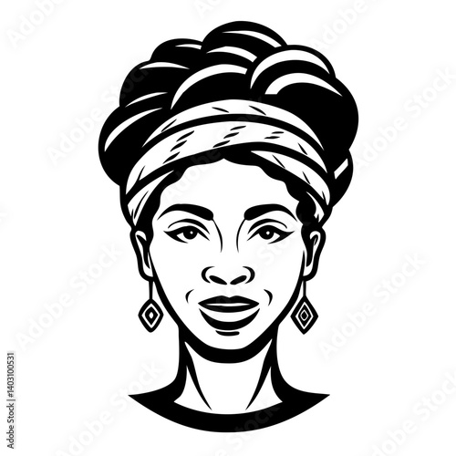 Elegant African Woman Portrait with Natural Hair and Earrings Perfect for Creative Projects