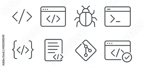 Set of icons for computer programming