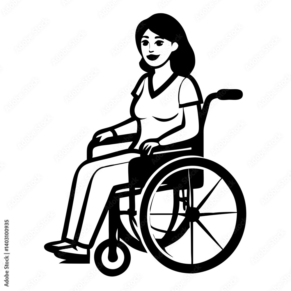 Woman in Wheelchair Vector Illustration for Inclusive Design and Empowerment Themes Woman in Wheelchair Vector Illustration for Inclusive Design and Empowerment Themes