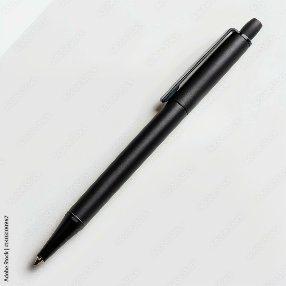 Sleek Matte Black Pen on White Background - Minimalist Design and Elegant Writing Tool for Office or Creative Use Sleek Matte Black Pen on White Background - Minimalist Design and Elegant Writing Tool for Office or Creative Use