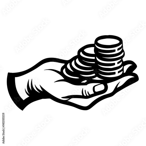 Hand Holding Stack of Coins Symbolizing Wealth and Prosperity for Financial Themes