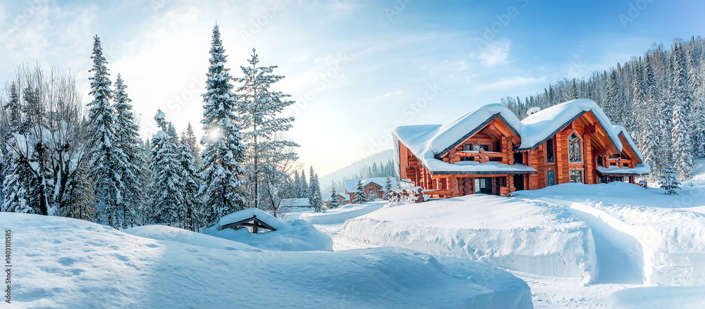 winter landscape with house