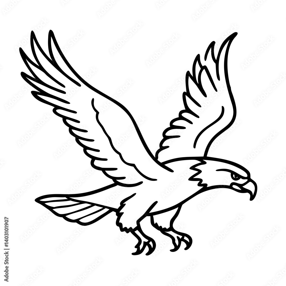 Obraz premium Majestic Eagle in Flight Detailed Vector Design for Tattoo and Coloring Book Illustrations