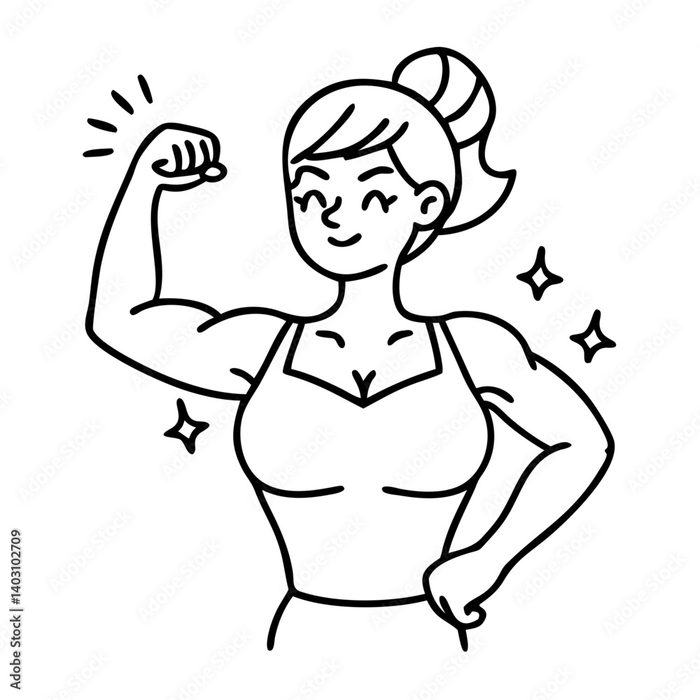 Empowered Woman Flexing Muscles Expressing Strength and Confidence for Fitness and Wellness Designs Empowered Woman Flexing Muscles Expressing Strength and Confidence for Fitness and Wellness Designs