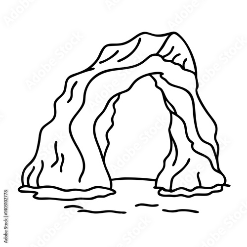 Stylized Rock Arch Formation Outline for Nature Illustrations and Tattoo Designs