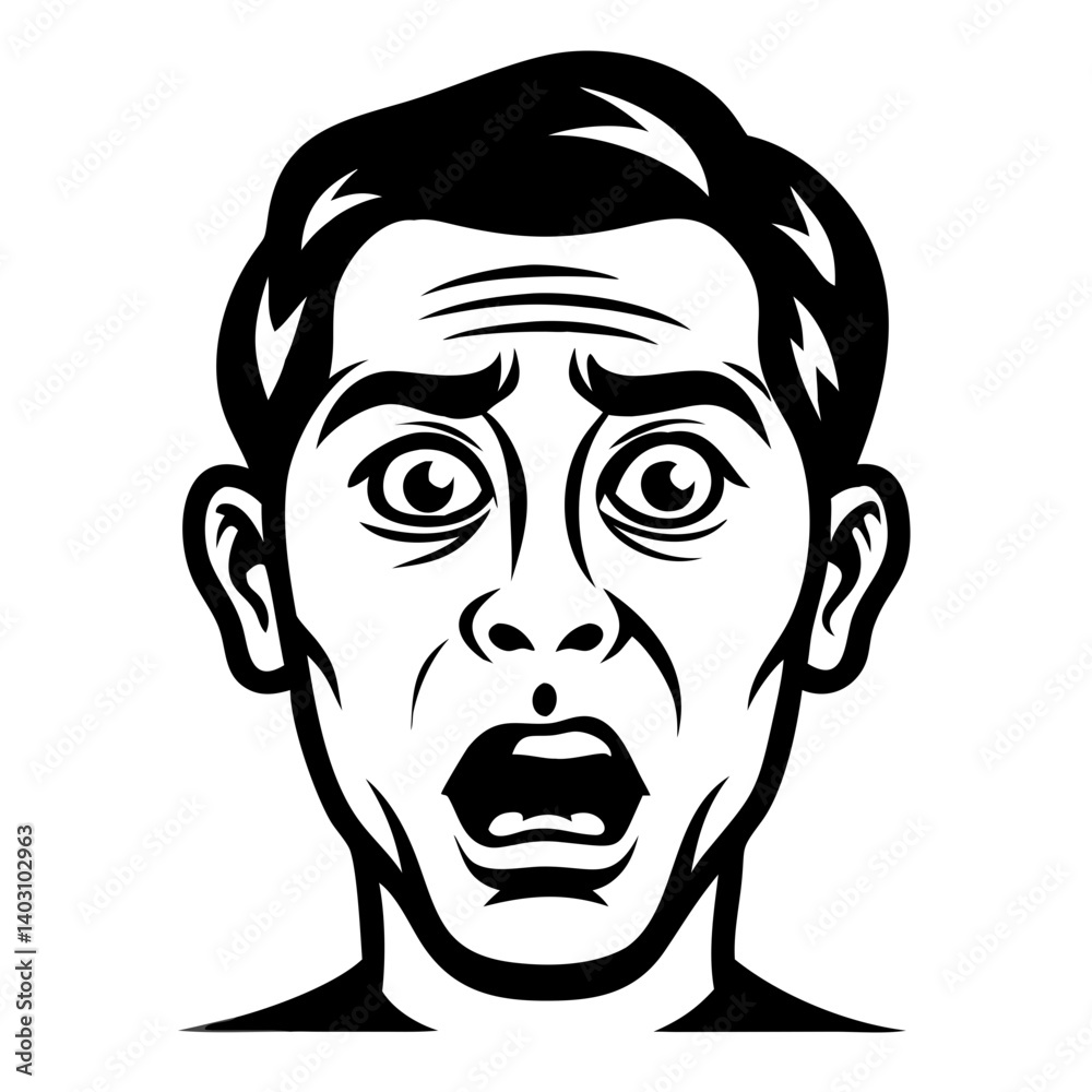 Terrified Face Illustration for Tattoo Design or Graphic Projects Terrified Face Illustration for Tattoo Design or Graphic Projects