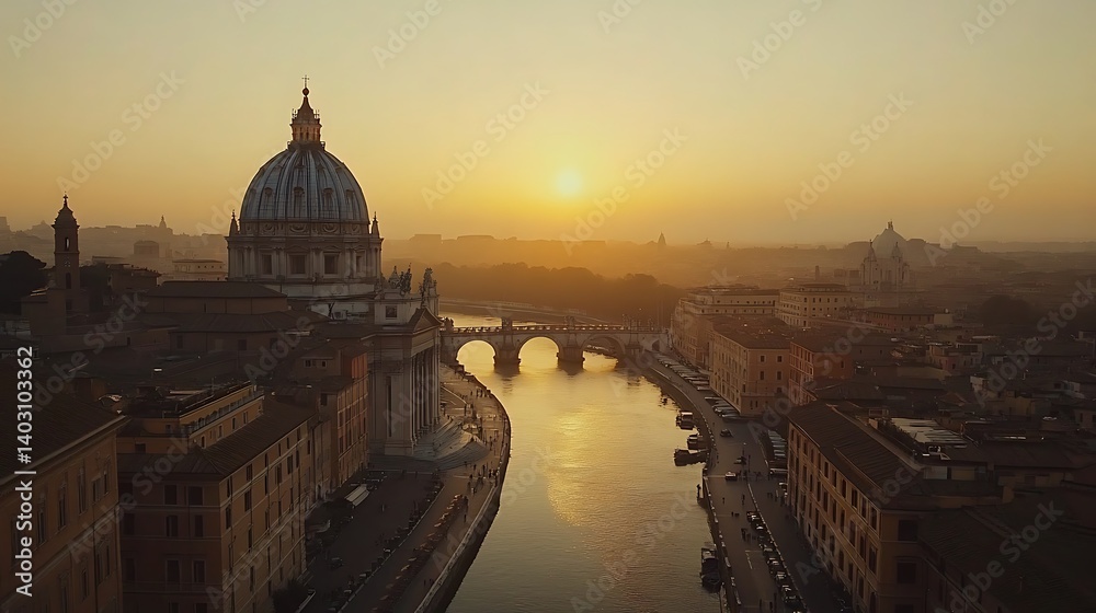 Fototapeta premium Rome Sunset River View