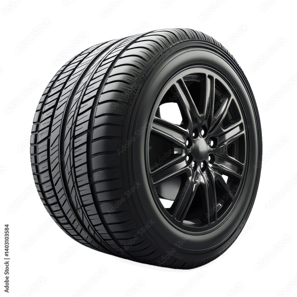 Automobile tire on transparent background 