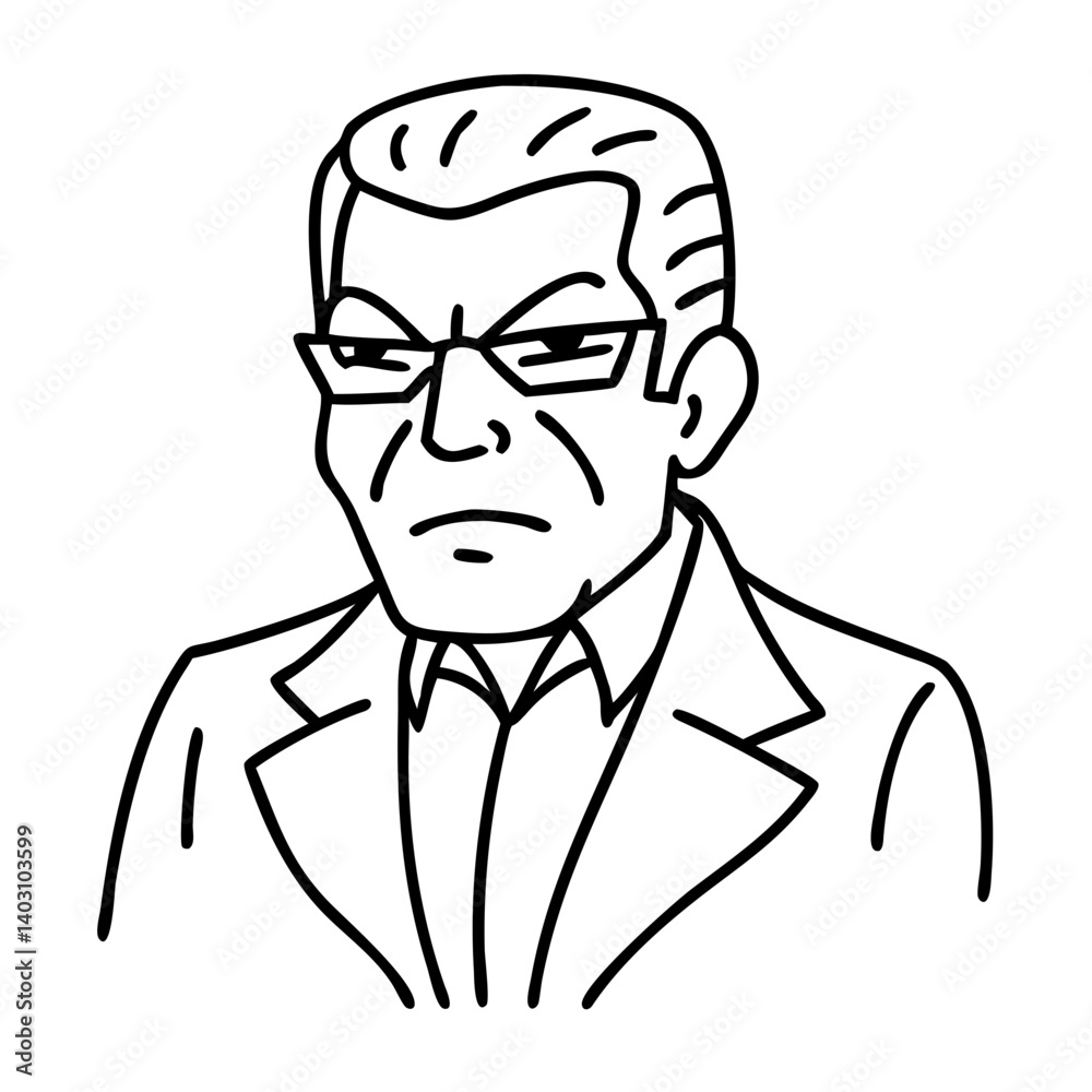 Angry Businessman Character Outline for Tattoo Design and Coloring Book Pages Angry Businessman Character Outline for Tattoo Design and Coloring Book Pages