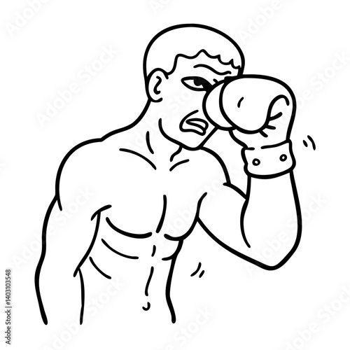 Muscular Boxer Punching with Intensity Illustrative Vector for Sport Graphics and Fitness Designs