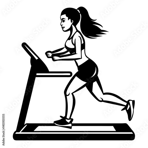 Active Woman Running on Treadmill Fitness Exercise for Workout Motivation and Health
