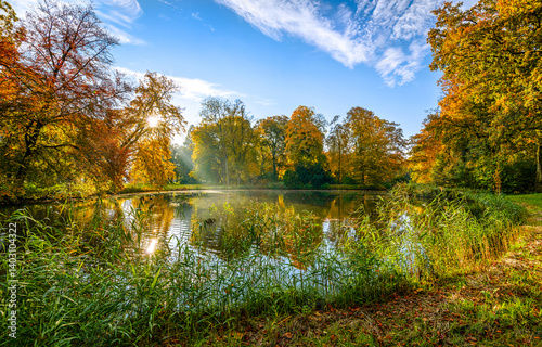autumn landscape with lake