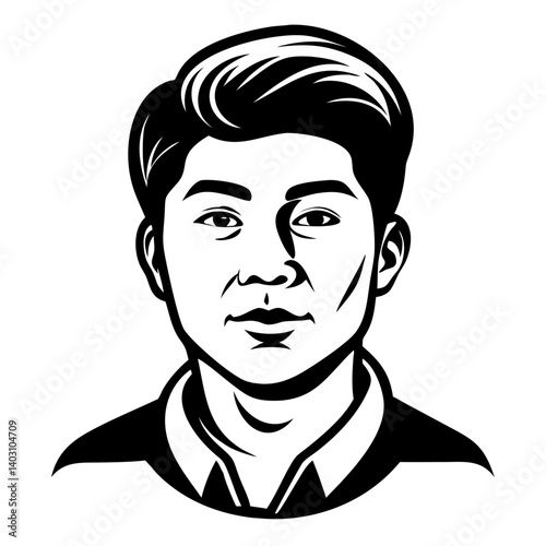 Stylized Portrait of a Young Man with Modern Hairstyle for Graphic Design and Illustration