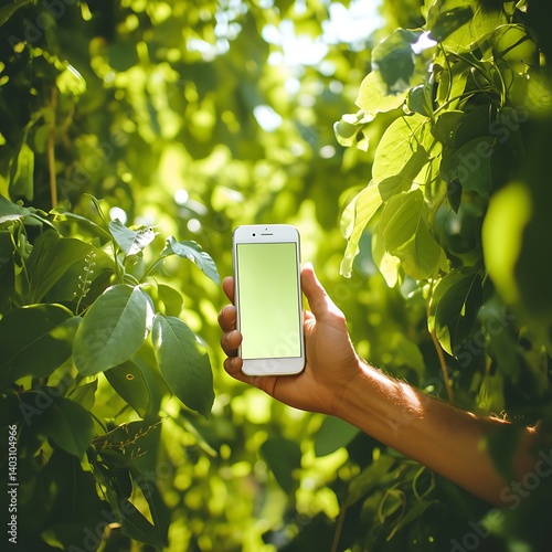 Smartphone in Lush Green Foliage