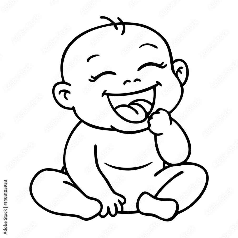 Obraz premium Happy Smiling Baby Character Vector Art Ideal for Coloring Books and Baby Shower Invitations