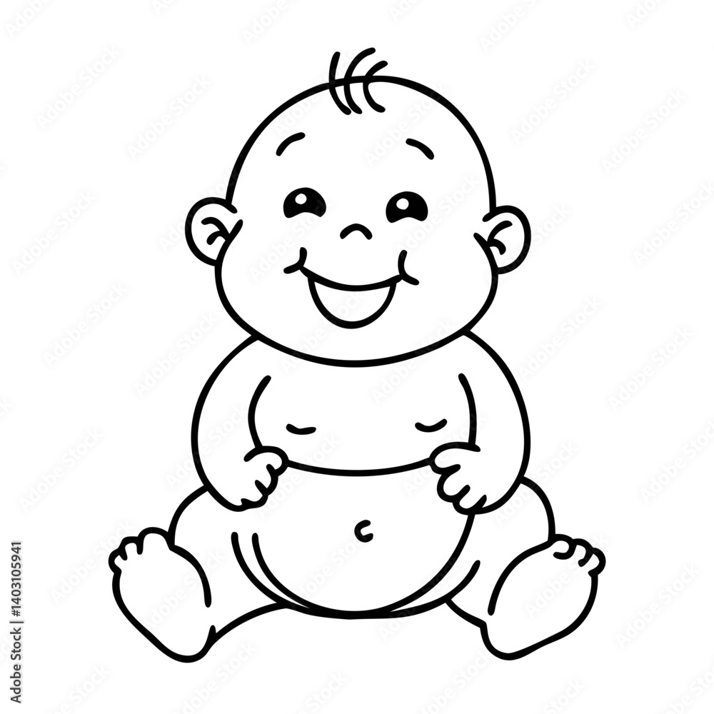 Fototapeta premium Happy Smiling Baby Character Illustration for Children's Books and Nursery Decor
