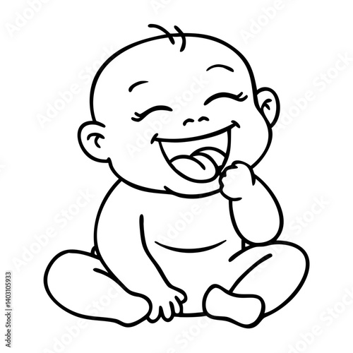 Happy Smiling Baby Character Vector Art Ideal for Coloring Books and Baby Shower Invitations