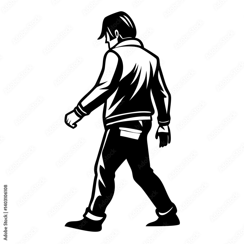 Stylish Young Man Walking Vector Graphic Ideal for Fashion Illustrations and Modern Art Stylish Young Man Walking Vector Graphic Ideal for Fashion Illustrations and Modern Art