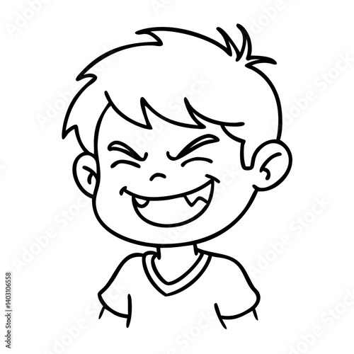 Joyful Cartoon Boy with Mischievous Smile Ideal for Coloring Books and Illustrations
