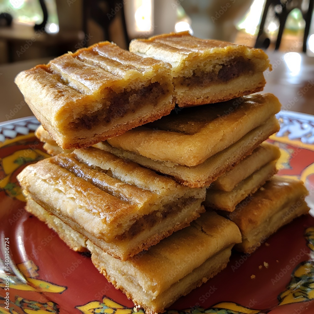 Delicious Golden Brown Baked Pastry Stack, Sweet Treat, Closeup Food Photography Delicious Golden Brown Baked Pastry Stack, Sweet Treat, Closeup Food Photography