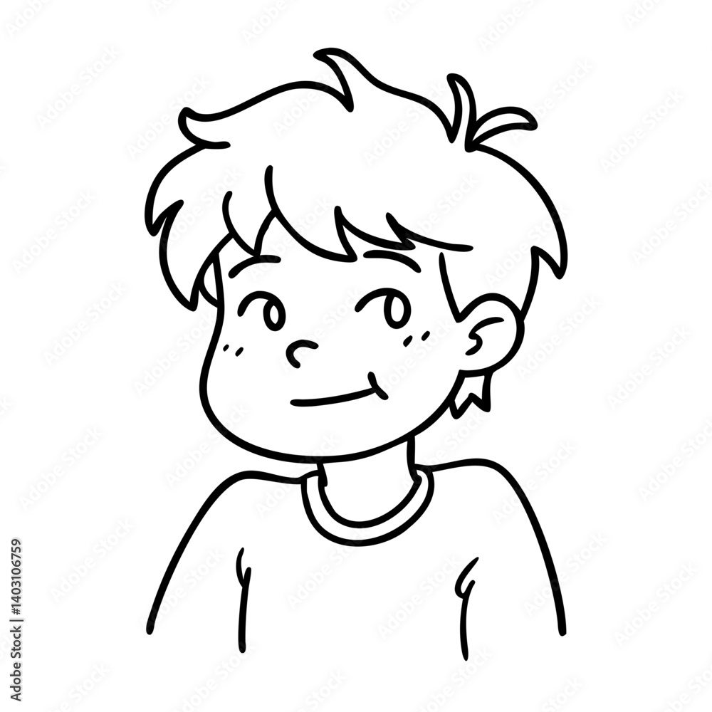 Cheerful Cartoon Boy with Spiky Hair Smiling Vector for Kids Art and Illustrations Cheerful Cartoon Boy with Spiky Hair Smiling Vector for Kids Art and Illustrations
