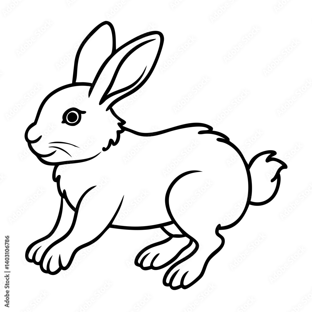 Fototapeta premium Cute Cartoon Bunny Adorable Rabbit Character for Coloring Books and Illustrations