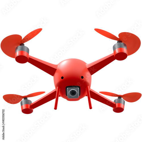 Obraz na płótnie Red drone with four propellers and a camera. w salonie