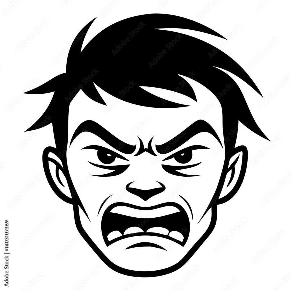 Angry Cartoon Face Expression for Graphic Design and Tattoo Inspiration Angry Cartoon Face Expression for Graphic Design and Tattoo Inspiration