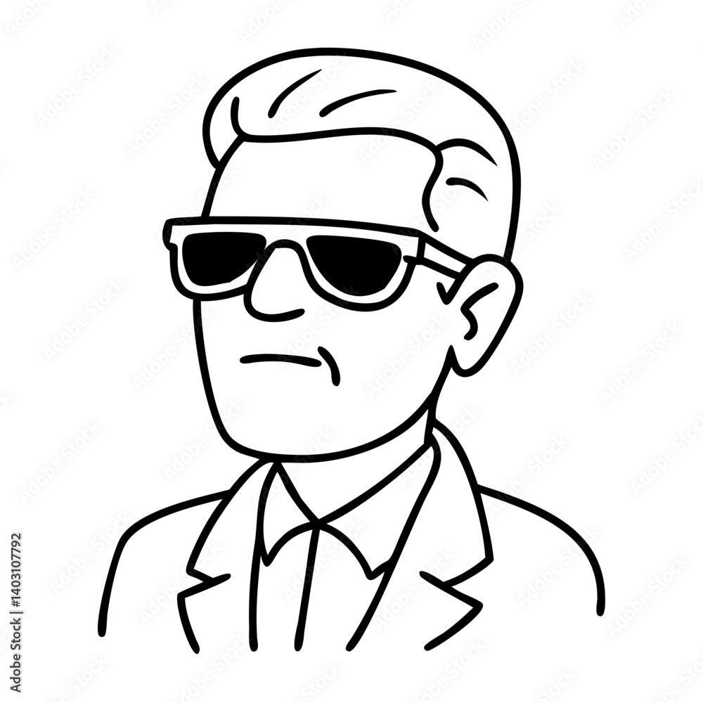 Stylized Illustration of a Confident Man in Sunglasses Ideal for Tattoo Designs and Merchandise