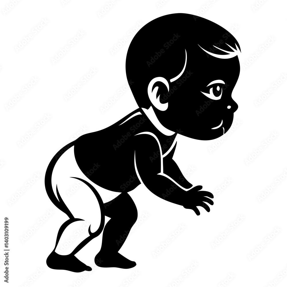 Playful Baby Crawling Vector Graphic for Fun and Creative Projects Playful Baby Crawling Vector Graphic for Fun and Creative Projects