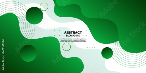 Green geometric business banner design. Creative banner design with wave and line shape as template. Simple design on white horizontal banner. Vector Eps10