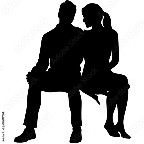 Couple Sitting Together Silhouette Elegant Vector Design for Romantic Themes and Decor