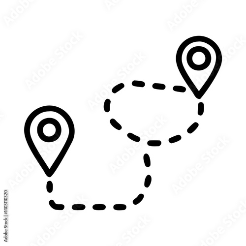 Map Route with Location Pins for Navigation Planning and Travel Guides
