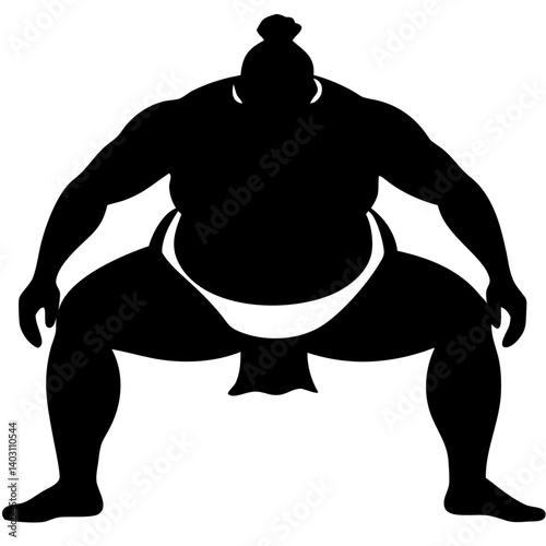 Powerful Sumo Wrestler Silhouette Design for Fitness Branding and Tattoo Art Inspiration