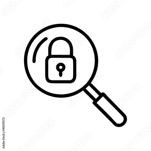Magnifying Glass Lock Symbol Security Concept for Digital Protection and Privacy