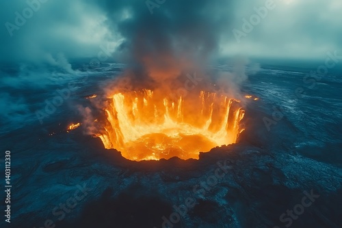 Volcano Eruption, Ocean, Dramatic