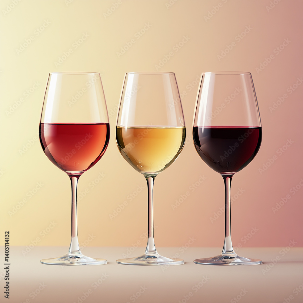 Three Wine Glasses Red White Ros Wine Tasting Three Wine Glasses Red White Ros Wine Tasting