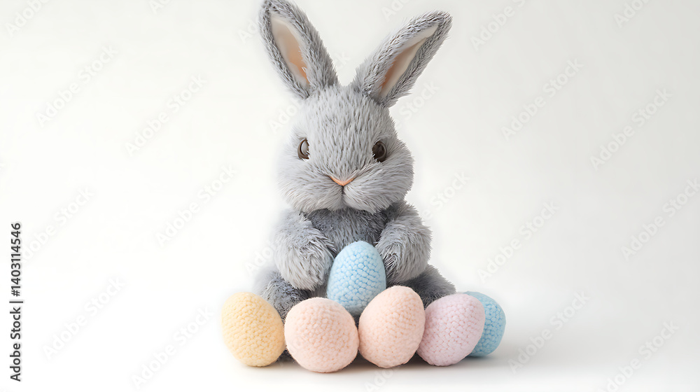 Obraz premium a soft easter bunny with easter eggs