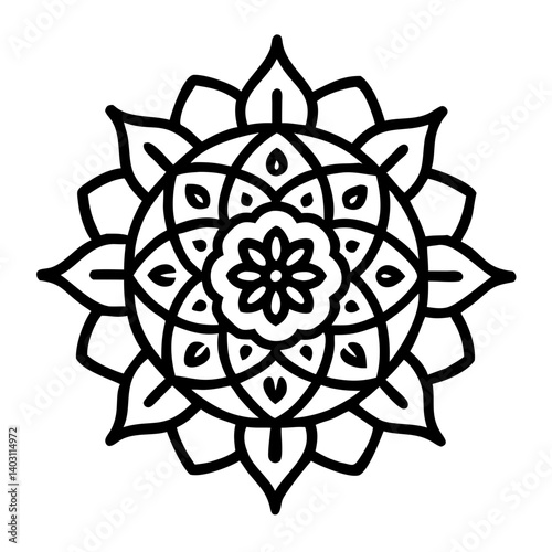 Intricate floral pattern illustration for coloring pages and artistic projects and backgrounds, mandala vector design