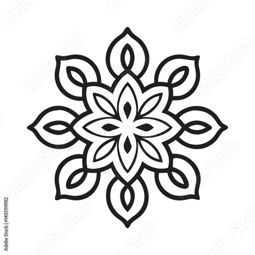 Floral blossom vector graphic intricate flower pattern decorative element for print and web use, mandala vector design