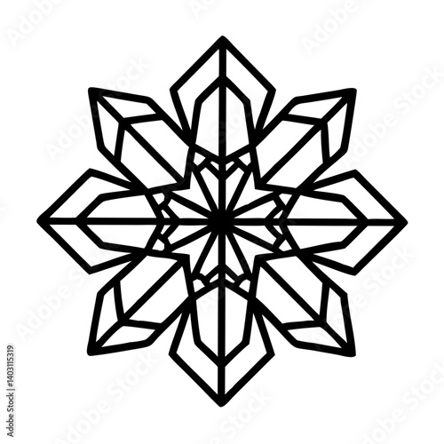 Geometric snowflake vector illustration for winter holidays and christmas season art project 90, mandala vector design