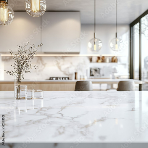 Modern Kitchen Tabletop  Marble Counter  Minimalist Design  Elegant Home Decor