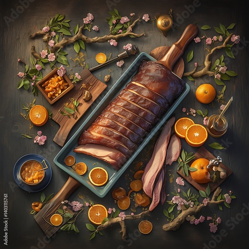 Smoked Bacon, Orange, Floral Arrangement