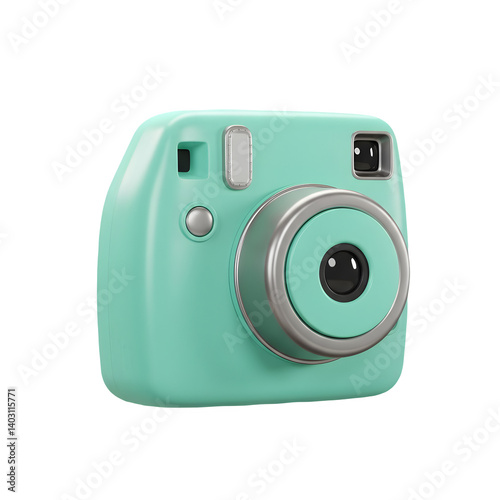 Obraz na płótnie Mint green instant camera. Perfect for capturing memories! w salonie