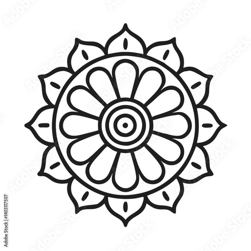 Intricate floral pattern illustration for coloring books and artistic projects and creative art, mandala vector design
